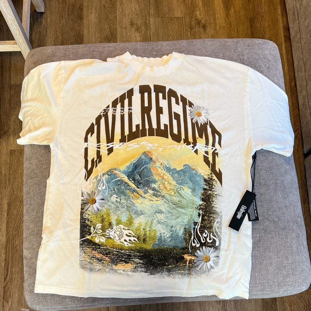 NWT Civil Regime Graphic Tee Mountain Daisy Roses from Concrete